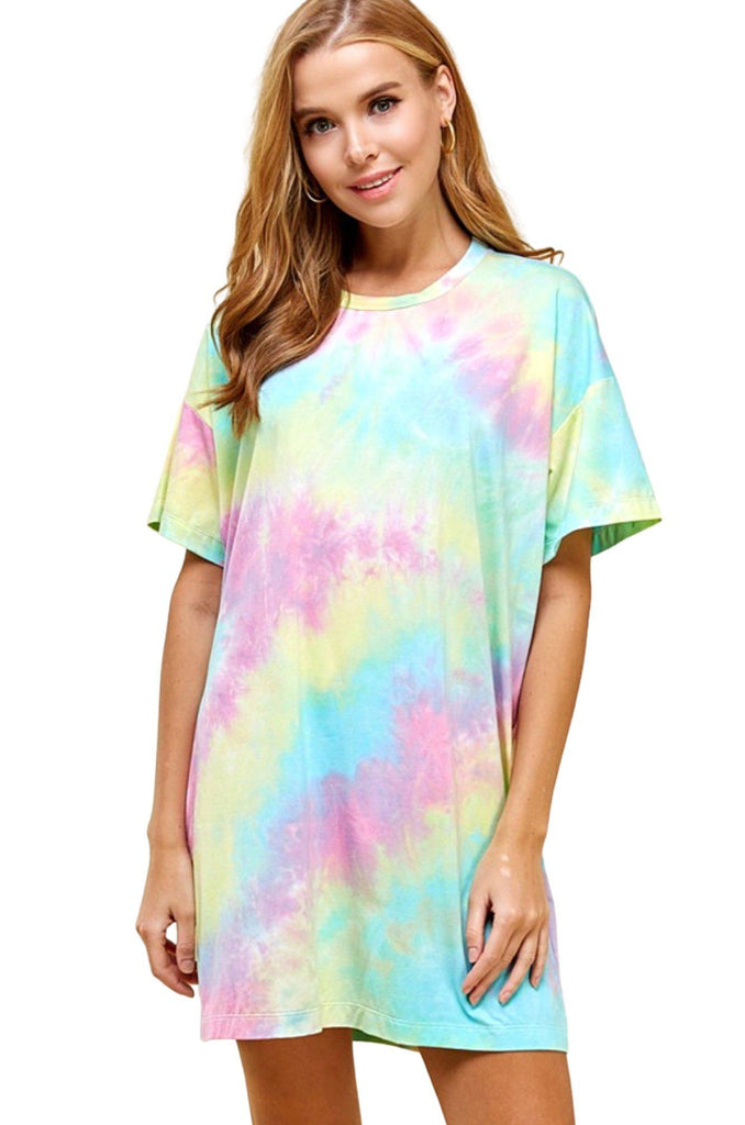 It's a Mood Pink Tie Dye Shirt Dress | Tie Dye T-Shirt Dress