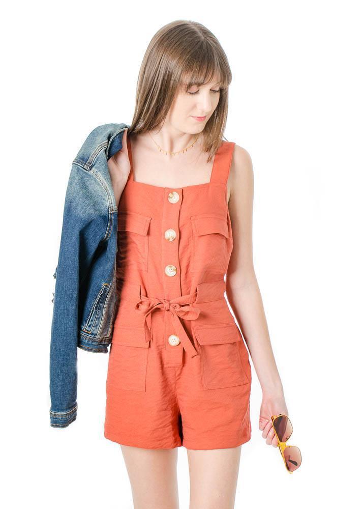 Mink Pink Mya Rust Sleeveless Romper | Wild Mabel